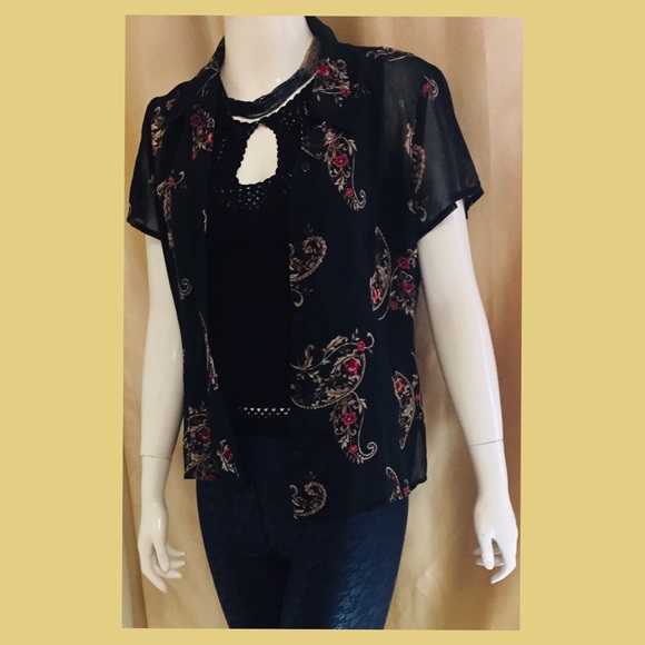 See through floral sheer blouse - Picture 5 of 7